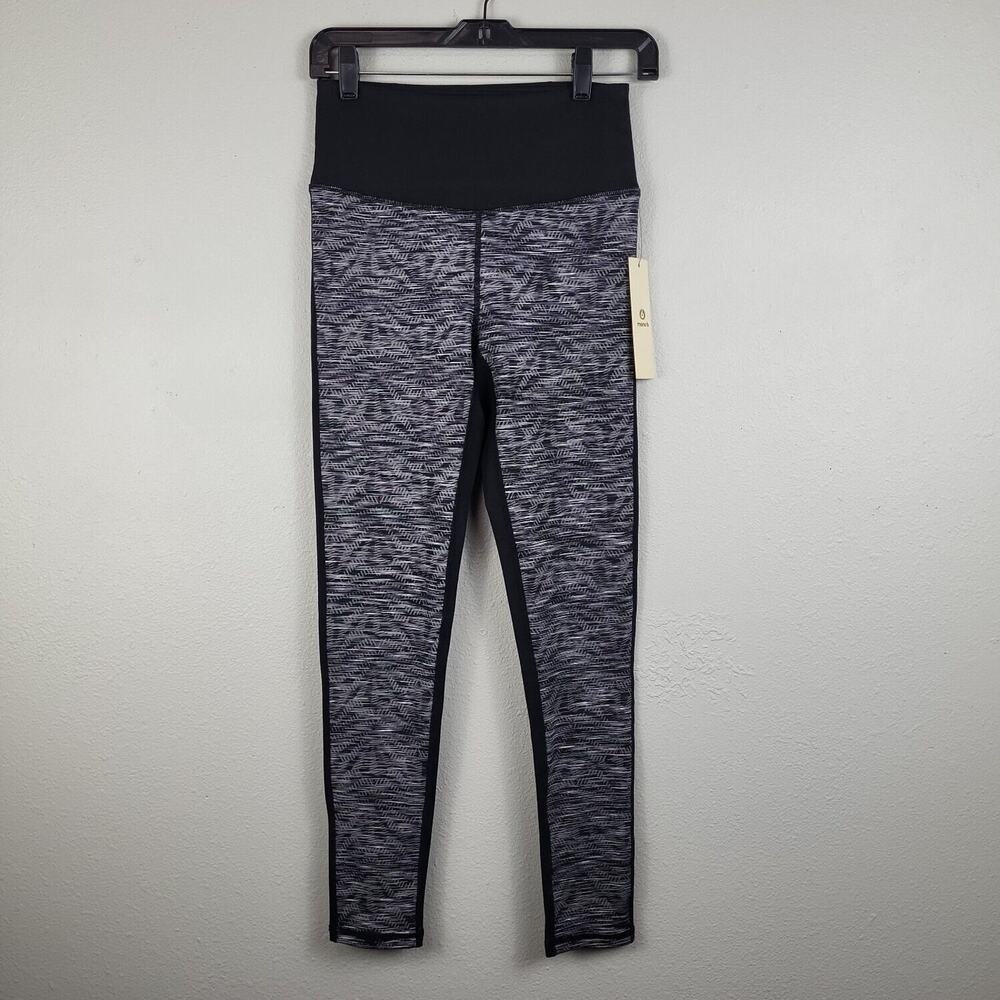 Mono B Womens Black Elastic Waist Activewear Compression Leggings‎ Size Small